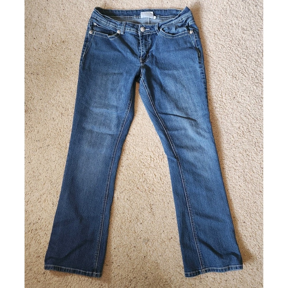 CG CG Jeans Women's 10 Stretch Blue Denim Low Rise Skinny Studded Pocket Y2K